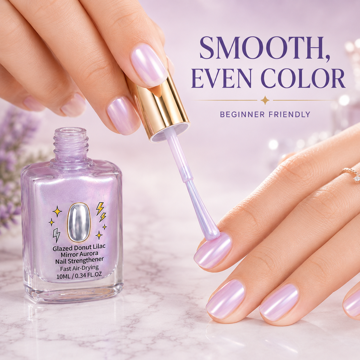💞80K+ SOLD! ✨ Lilac Glossy Mirror Nail Strengthener
