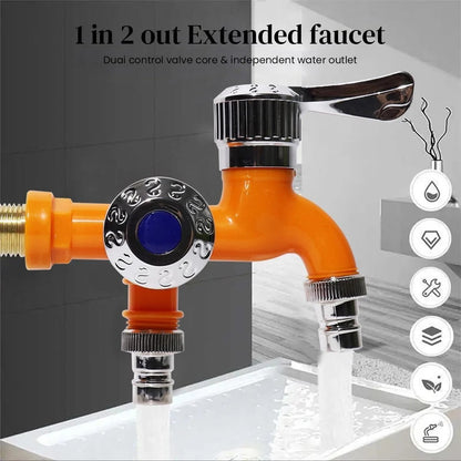 💞50K+ SOLD! Dual Outlet Washing Machine Plastic Faucet, 1 In 2 Out Water Plastic Tap