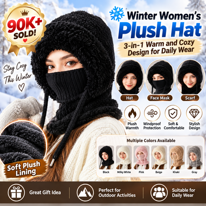 💞90K+ SOLD! ❄️Winter Women’s Plush Hat – 3-in-1 Warm and Cozy Design for Daily Wear