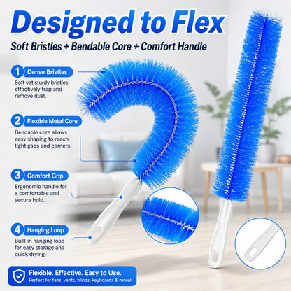 ✨50K+ SOLD! 💧3 Counts Bendable Microfiber Head,Reusable Dust Remover