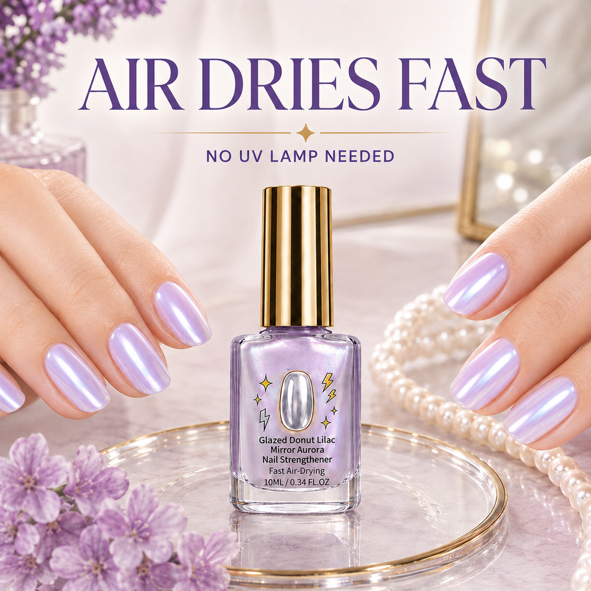 💞80K+ SOLD! ✨ Lilac Glossy Mirror Nail Strengthener