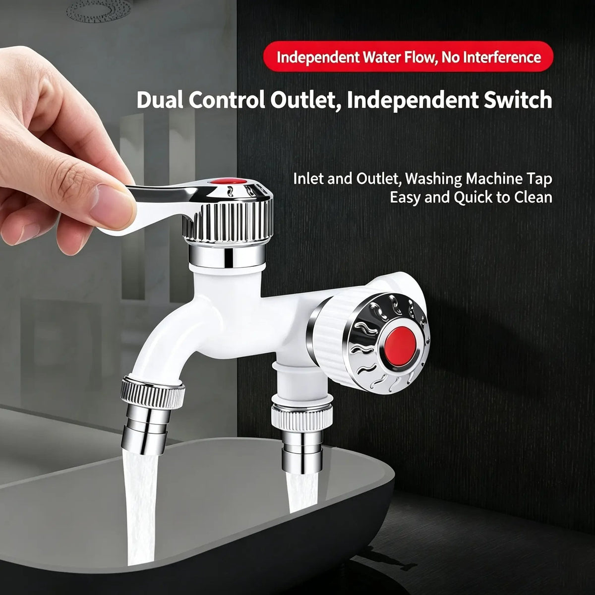 💞50K+ SOLD! Dual Outlet Washing Machine Plastic Faucet, 1 In 2 Out Water Plastic Tap